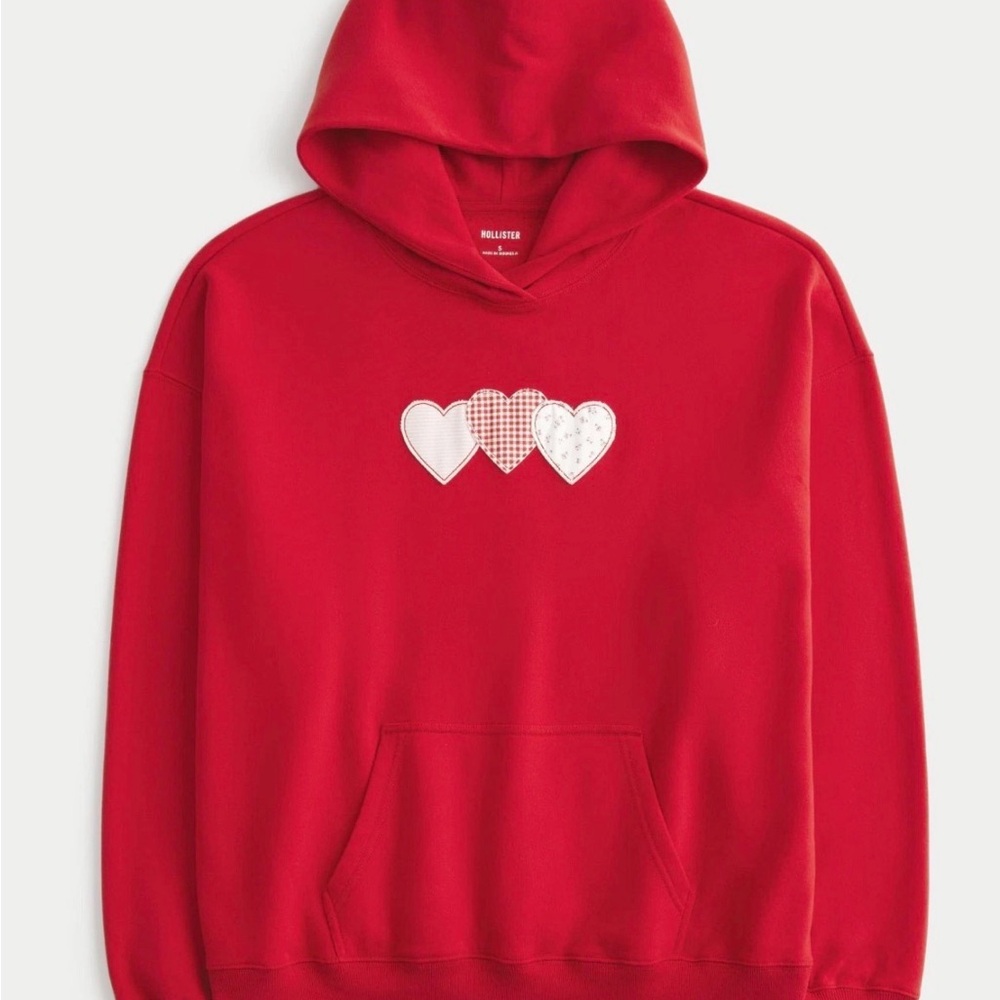 Holister Heart-Embroidered Hoodie - Valentines Day Fit